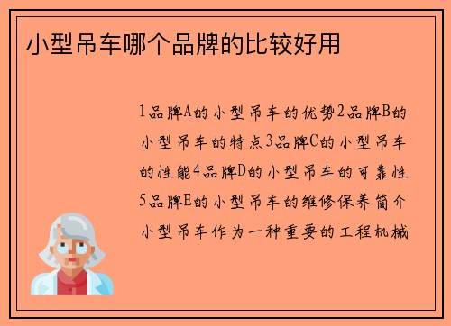 小型吊车哪个品牌的比较好用